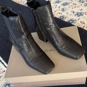 Franco Sarto Textured Black Ankle Booties